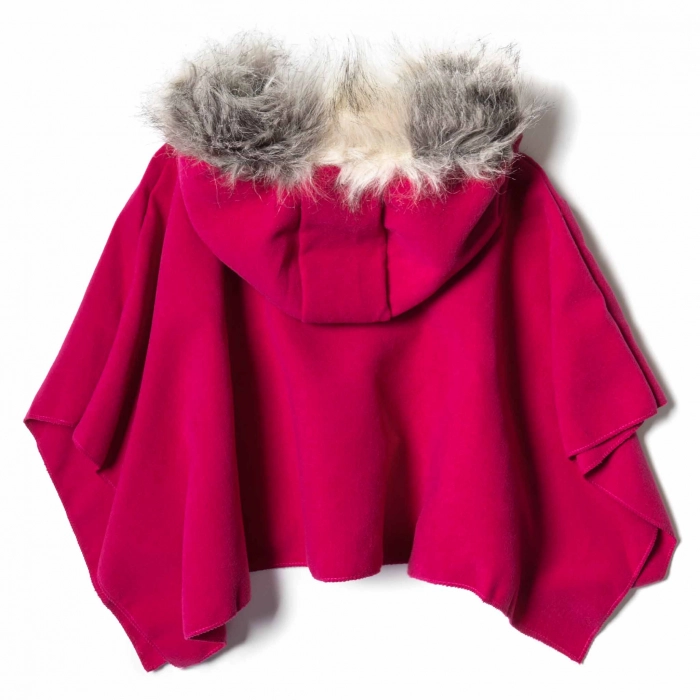 Παιδικό πόντσο για κορίτσια Paris φούξια με κουκούλα κοριτσίστικο χειμερινό ζεστό πίσω