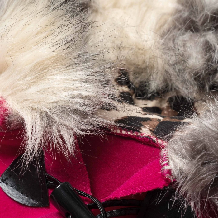 Παιδικό πόντσο για κορίτσια Paris φούξια με κουκούλα κοριτσίστικο χειμερινό ζεστό animal print