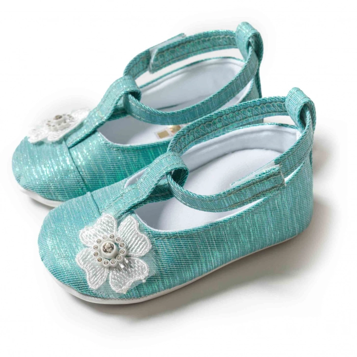 Βρεφικά παπούτσια για κορίτσια Flower σμαραγδί παπουτσάκια για παιδιά μωρά μοντέρνα trendy κοριτσάκια νούμερο