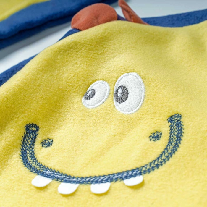 Βρεφικό φορμάκι για αγόρια Smile Κίτρινο αγορίστικα βελουτέ φορμάκαι ζεστά οικονομικά 3