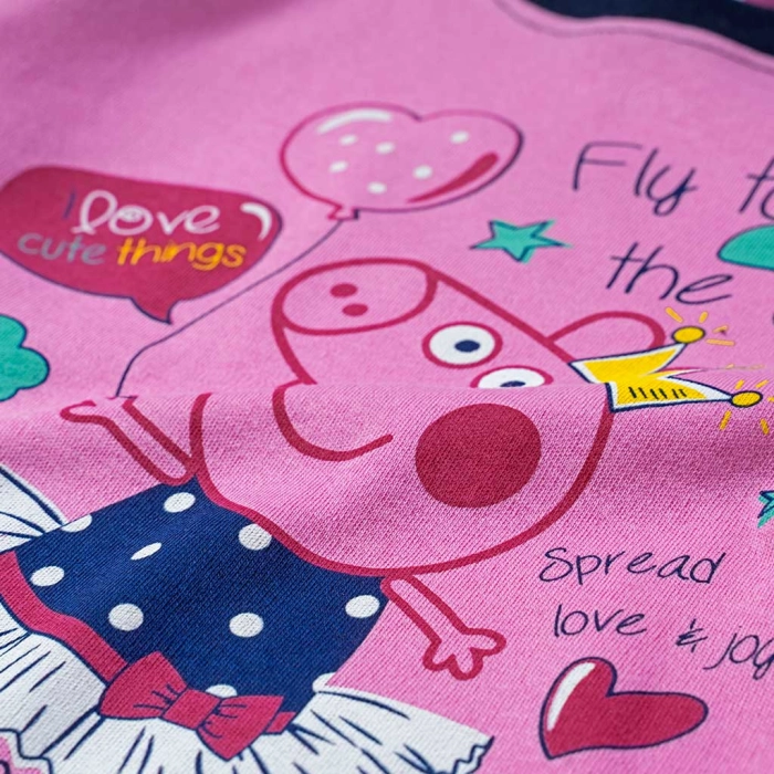 Παιδική πιτζάμα Ελίνα για κορίτσια Fly to the Sky Ροζ κοριτσίστικες ελληνικές βαμβακερές πιτζάμες 3
