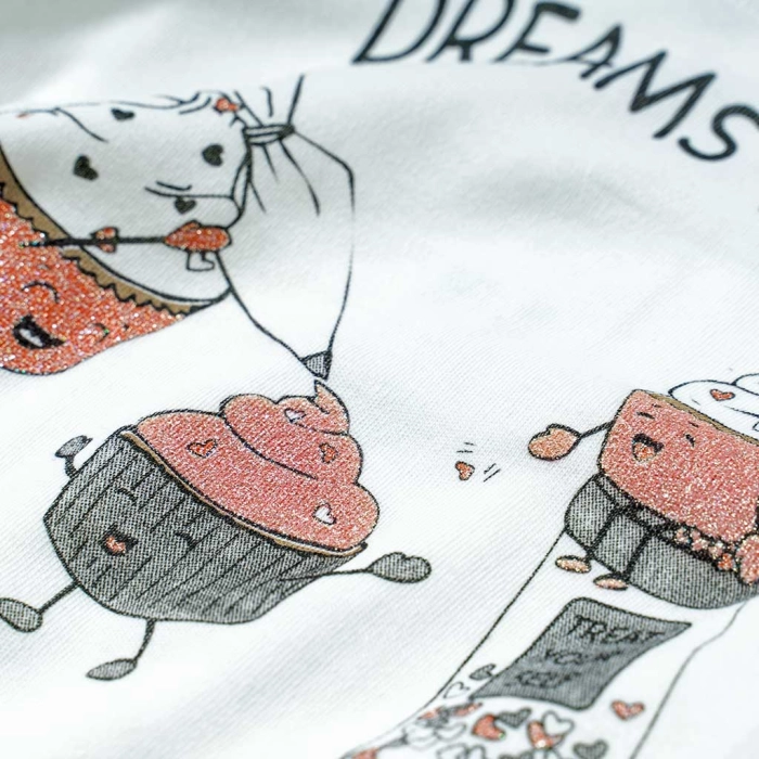 Παιδική πιτζάμα Joyce για κορίτσια Dreams Team Άσπρο κοριτσίστικες ελληνικές πιτζάμες 4