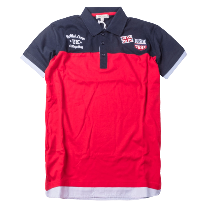 Παιδική μπλούζα New College για αγόρια NCC Κόκκινο αγορίστικες πόλο κοντομάνικες μπλούζες