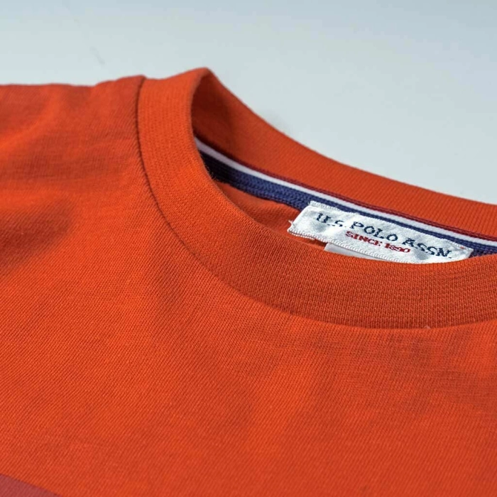Παιδική μπλούζα US Polo για αγόρια Lines Πορτοκαλί καθημερίνα αγορίστικα επώνυμα 9