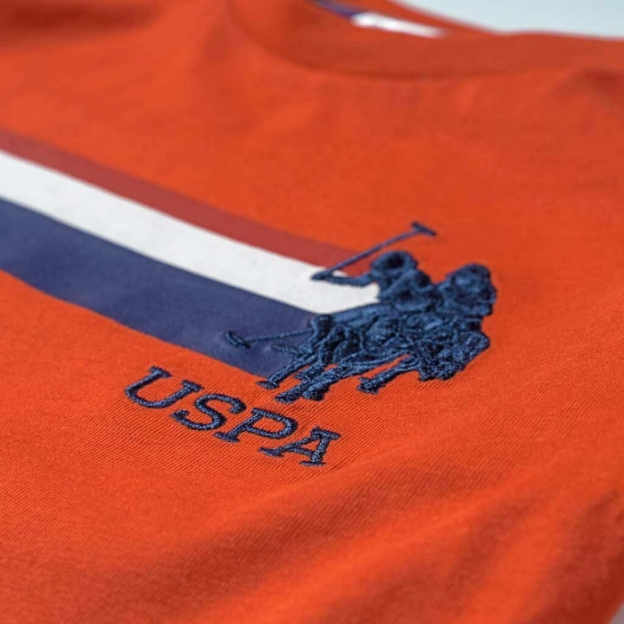 Παιδική μπλούζα US Polo για αγόρια Lines Πορτοκαλί καθημερίνα αγορίστικα επώνυμα 10