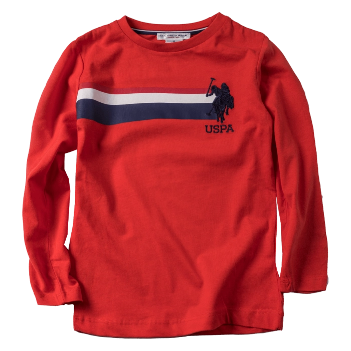 Παιδική μπλούζα US Polo για αγόρια Lines Πορτοκαλί καθημερίνα αγορίστικα επώνυμα 1