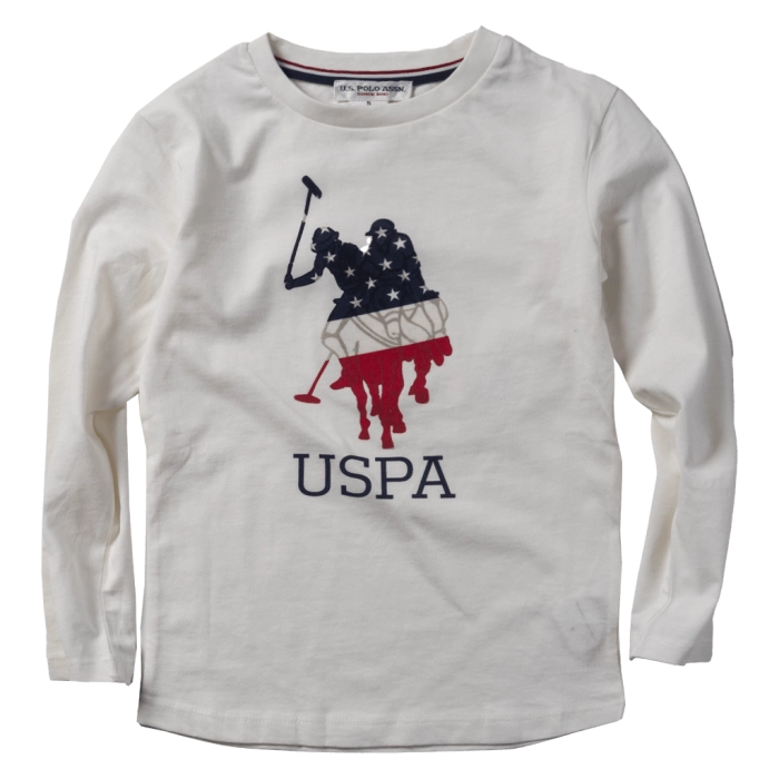 Παιδική μπλούζα US POLO για αγόρια USA Άσπρο αγορίστικα επώνυμα δώρα brands casual