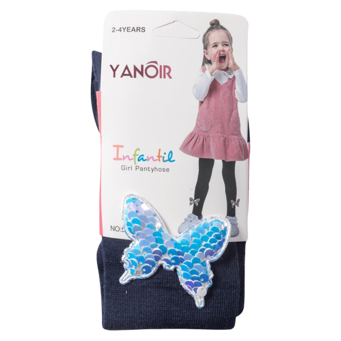 Παιδικό καλσόν για κορίτσια Yanoir Butterfly Μπλε κοριτσίστικα οικονομικά καθημερινά