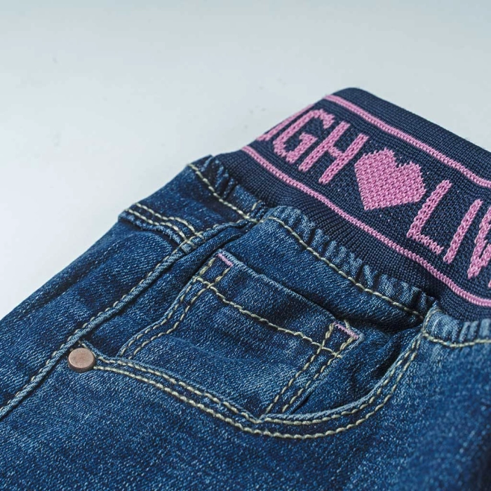 Παιδικό παντελόνι Joyce για κορίτσια Live Love Laugh Μπλε καθημερινά κοριτσίστικα τζιν 3
