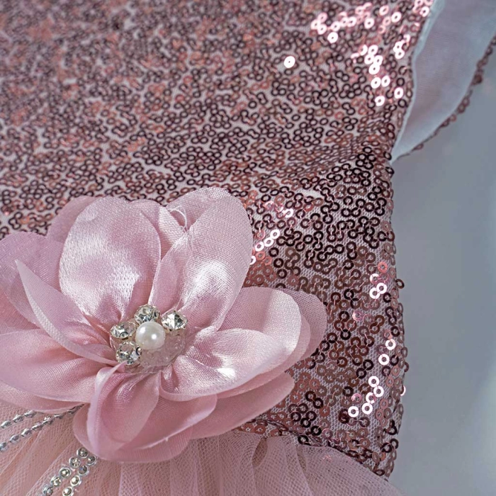 Παιδικό φόρεμα για κορίτσια Queen ροζ κοριτσίστικα επίσημα για γάμο βάφτιση αμπιγέ μοντέρνα 3