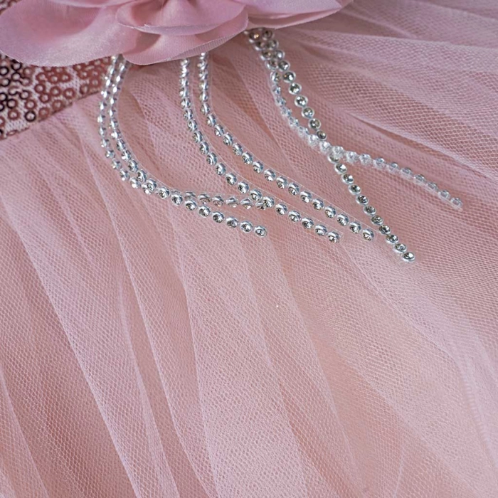 Παιδικό φόρεμα για κορίτσια Queen ροζ κοριτσίστικα επίσημα για γάμο βάφτιση αμπιγέ μοντέρνα 4