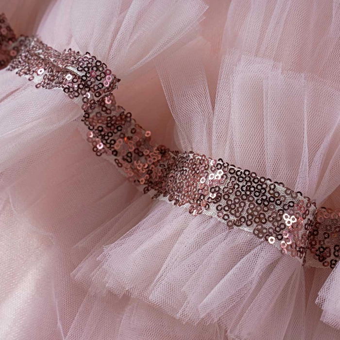 Παιδικό φόρεμα για κορίτσια Queen ροζ κοριτσίστικα επίσημα για γάμο βάφτιση αμπιγέ μοντέρνα 5