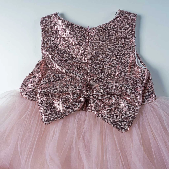 Παιδικό φόρεμα για κορίτσια Queen ροζ κοριτσίστικα επίσημα για γάμο βάφτιση αμπιγέ μοντέρνα 1