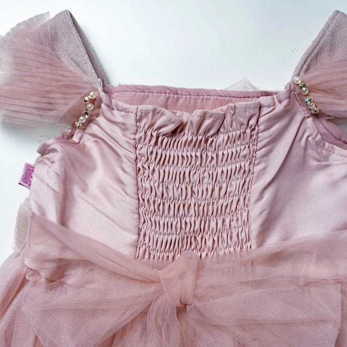 Παιδικό φόρεμα για κορίτσια Bella ροζ κοριτσίστικα επίσημα εντυπωσιακά αμπιγιέ για γάμο βάφτιση 1
