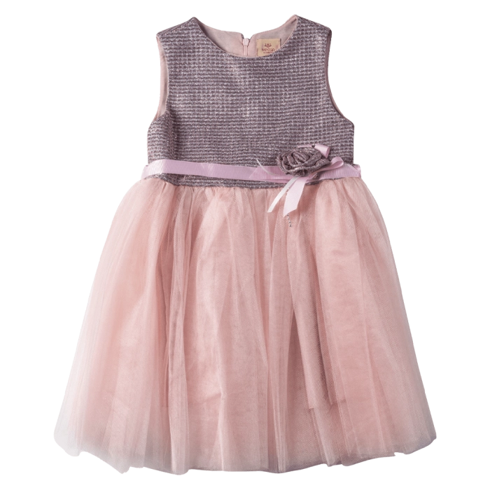 Παιδικό φόρεμα για κορίτσια Miss Rose ροζ κοριτσίστικα επίσημα εντυπωσιακά για γάμο βάφτιση αμπιγέ