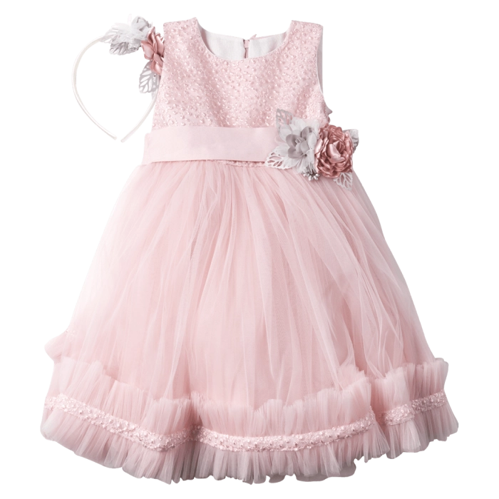 Παιδικό φόρεμα για κορίτσια Lisa ροζ κοριτσίστικα επίσημα εντυπωσιακά αμπιγιέ για γάμο βάφτιση