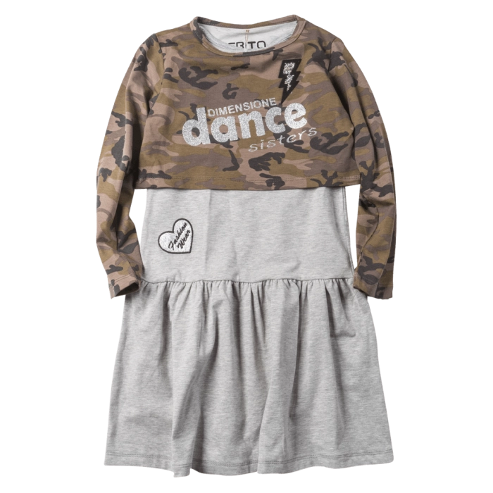 Παιδικό φόρεμα ΕΒΙΤΑ για κορίτσια Dance γκρι κοριτσίστικα οικονομικά καθημερινά επώνυμα άνετα