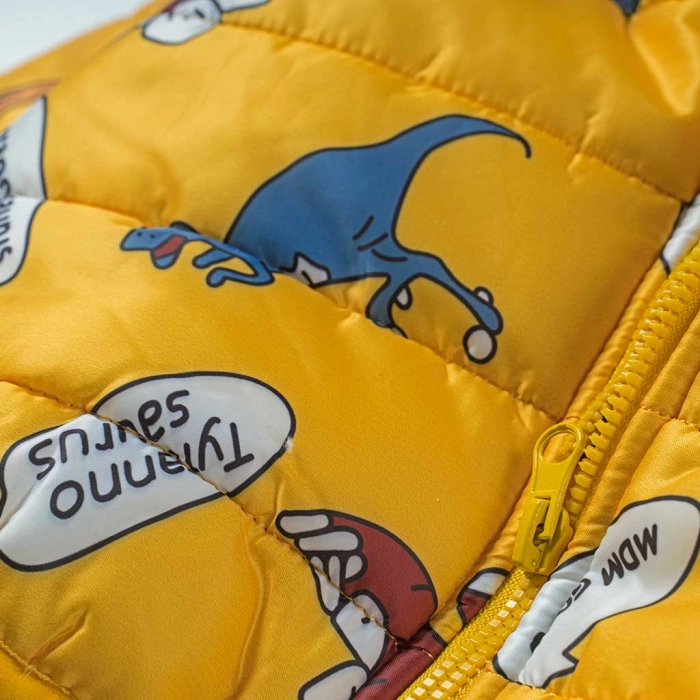Παιδικό μπουφάν για αγόρια Dinosaurs Κίτρινο αγορίστικα μοντέρνα ζεστά ποιοτικά μπουφάν 3