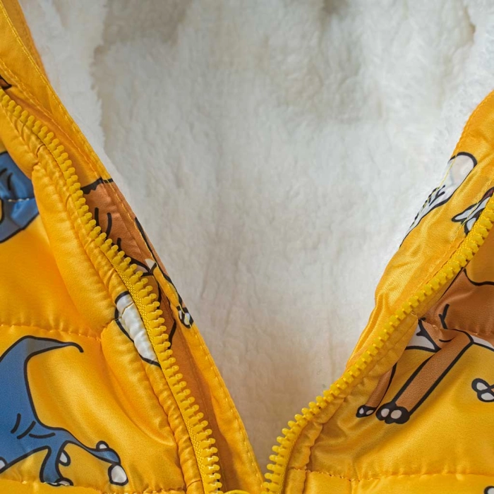 Παιδικό μπουφάν για αγόρια Dinosaurs Κίτρινο αγορίστικα μοντέρνα ζεστά ποιοτικά μπουφάν 1