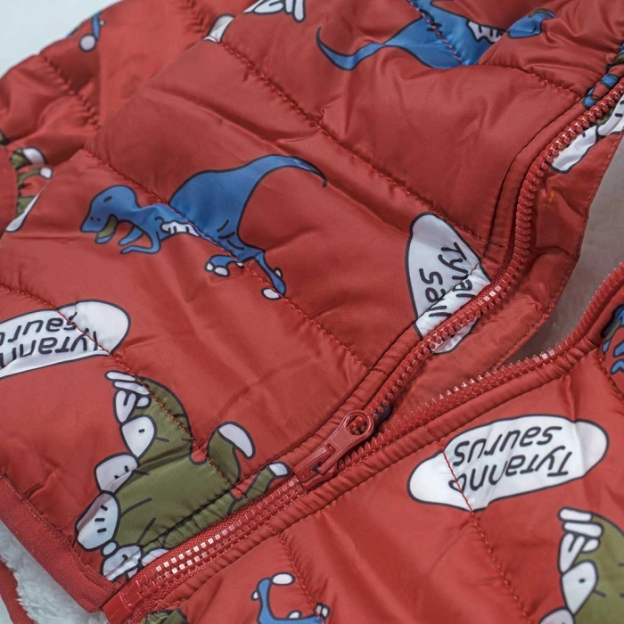 Παιδικό μπουφάν για αγόρια Dinosaurs Κόκκινο αγορίστικα μοντέρνα ζεστά ποιοτικά μπουφάν 3