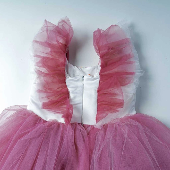 Παιδικό φόρεμα για κορίτσια Swan pink κοριτσίστικα επίσημα εντυπωσιακά αμπιγιέ για γάμο βάφτιση 5