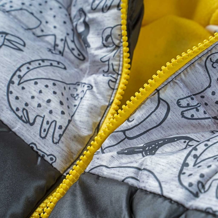 Παιδικό μπουφάν για αγόρια Zoo Animals Κίτρινο αγορίστικα μοντέρνα ζεστά ποιοτικά μπουφάν 3