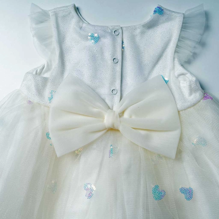 Bρεφικό φόρεμα Εβίτα για κορίτσια Hearts Λευκό φορεματάκια καθημερινά για κοριτσάκια online 6