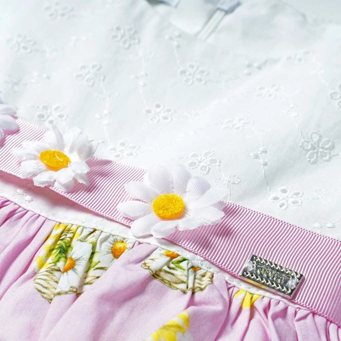 Bρεφικό φόρεμα Εβίτα για κορίτσια Daisies Ροζ φορεματάκια καθημερινά για κοριτσάκια online 4