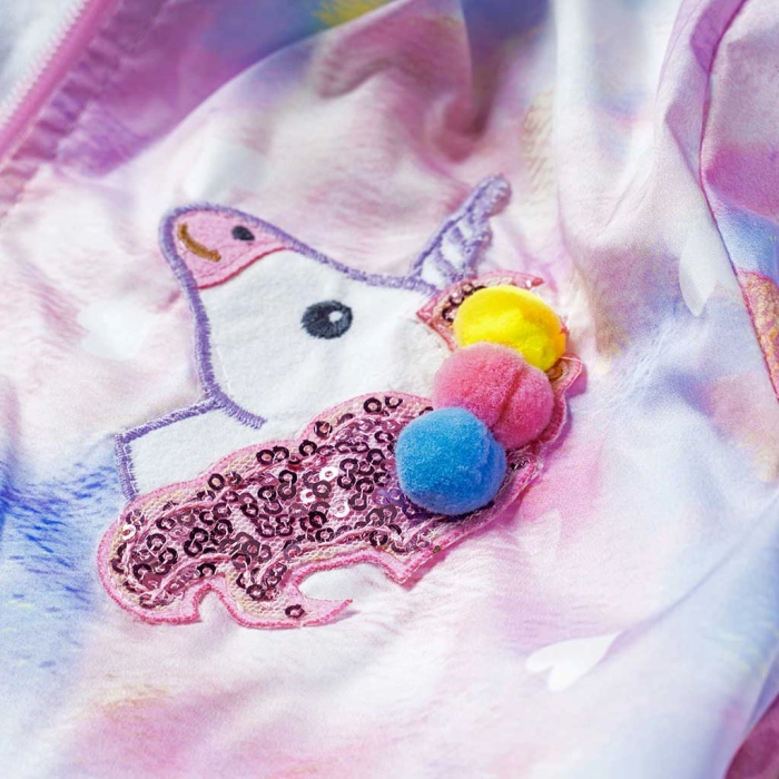 Παιδικό μπουφάν Εβίτα για κορίτσια Shinny unicorn ροζ καθημερινά κοριτσίστικα μπουφάν online 3