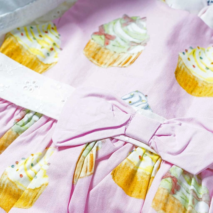 Βρεφικό φόρεμα Εβίτα για κορίτσια Cupcakes Ροζ καθημερινά βρεφικά φορεματάκια online 4