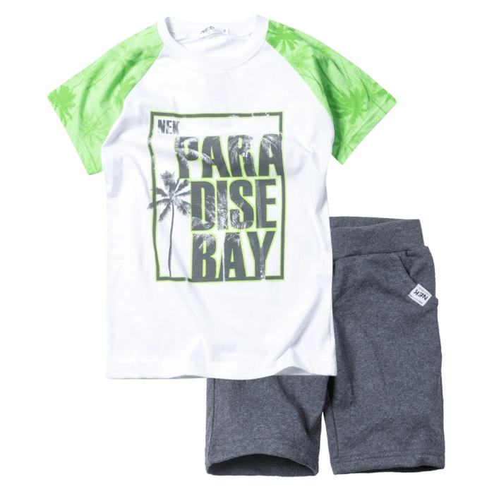 Παιδικό σετ NEK για αγόρια Paradise bay άσπρο πράσινο καθημερινά αγορίστικα online 1
