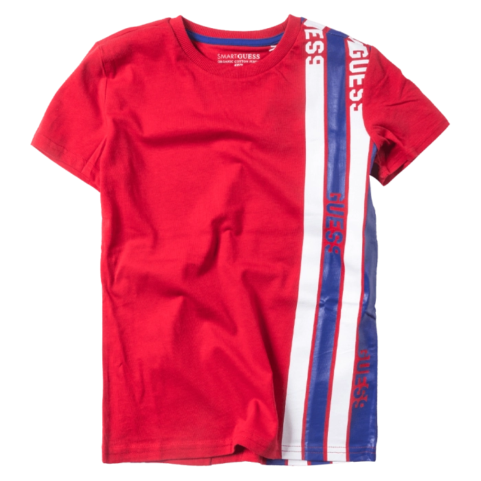 Παιδική μπλούζα GUESS για αγόρια Lines Κόκκινο αγορίστικη κοντομάνικη επώνυμη ποιοτική μοντέρνα ιδιαίτερη 1