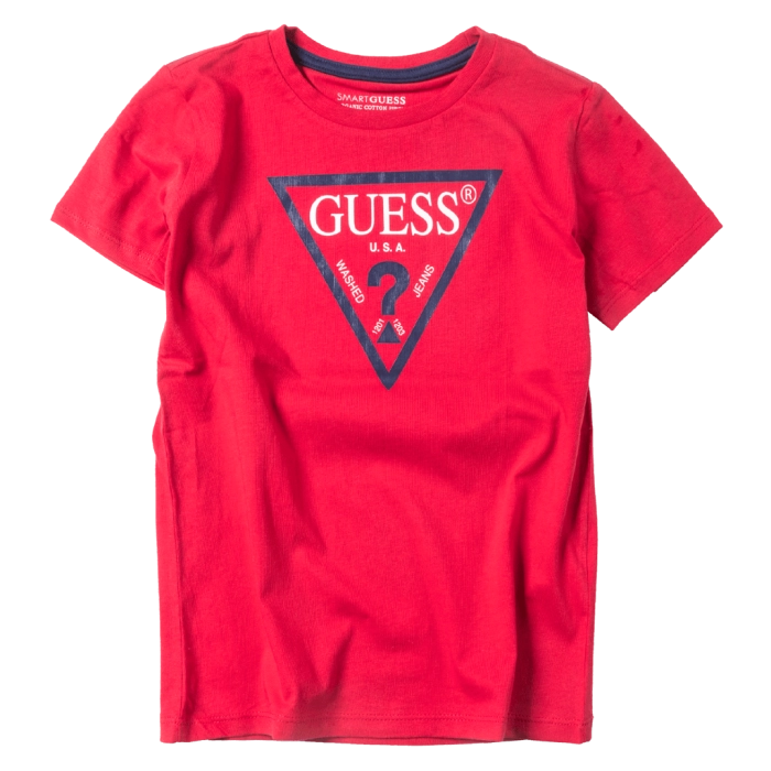 Παιδική μπλούζα GUESS για αγόρια Classic Κόκκινο αγορίστικη κοντομάνικη επώνυμη ποιοτική μοντέρνα ιδιαίτερη 1