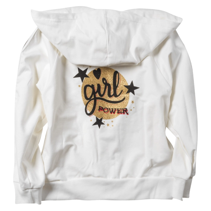 Παιδική ζακέτα Εβίτα για κορίτσια Girl power άσπρο καθημερινά κοριτσίστικα εποχιακά online 3