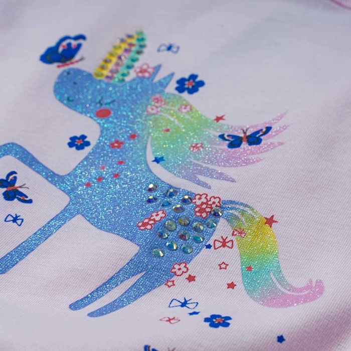 Παιδικό σετ Εβίτα για κορίτσια Rainbow unicorn ροζ καθημερινά καλοκαιρινά κοριτσίστικα online 2