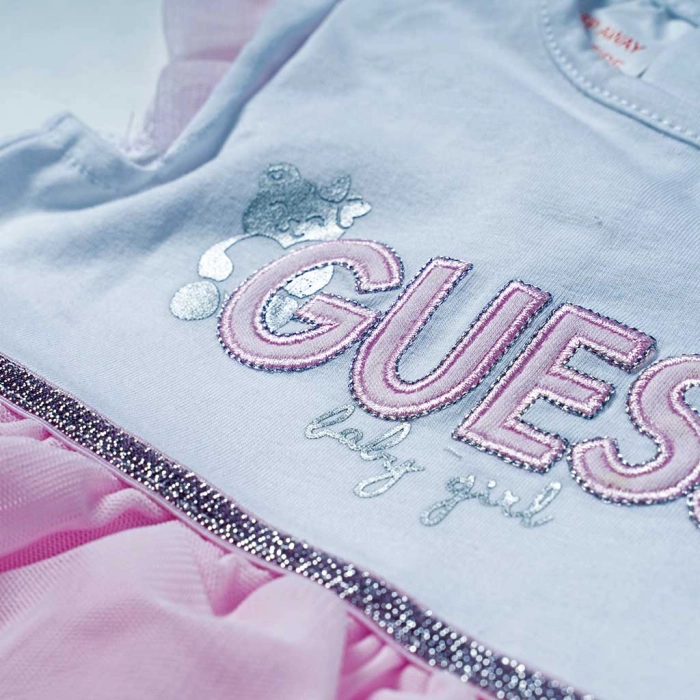 Βρεφικό φόρεμα GUESS για κορίτσια Baby girl ροζ κοριτσίστικα μοντέρνα φορέματα επώνυμα 2