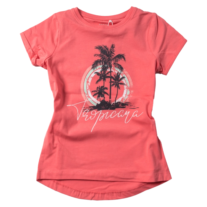 Παιδική μπλούζα Name it για κορίτσια Tropicana κοραλλί άνετα μοντέρνα καλοκαιρινά επώνυμα 1
