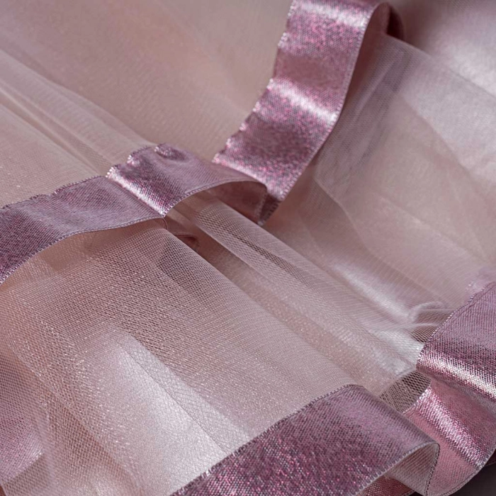 Παιδικό φόρεμα για κορίτσια Delilah ροζ επίσημα καλά τούλι στρας γάμο βαφτίσεις κοριτσίστικα σατέν