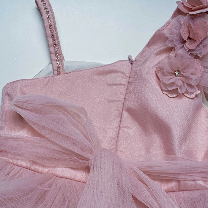 Παιδικό φόρεμα για κορίτσια Βritney ροζ κοριτσίστικα αμάνικα επίσημα βαφτίσεις γάμους παρανυφάκια (1)