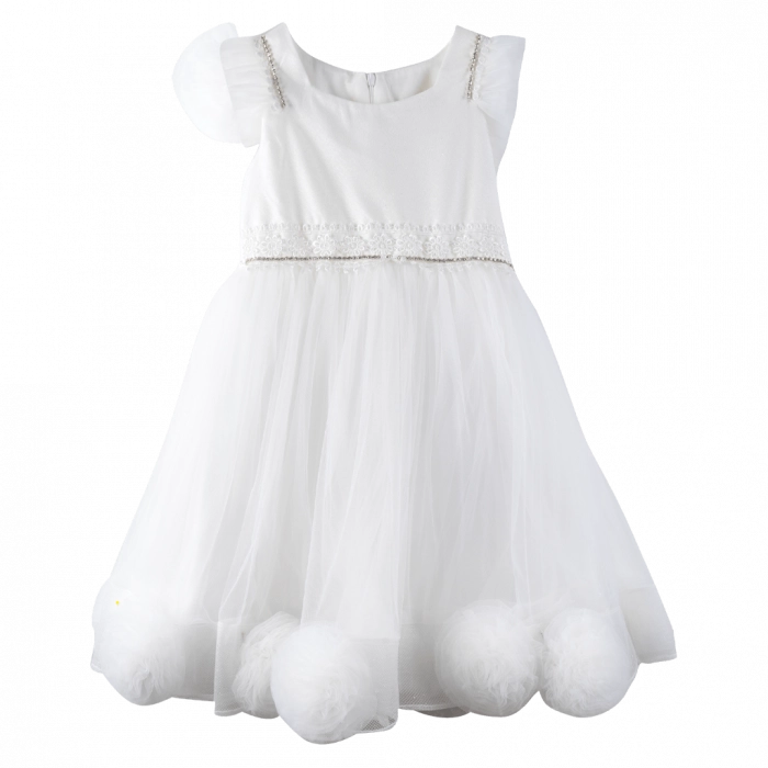 Παιδικό φόρεμα για κορίτσια Miriam ασπρο κοριτσίστικα τούλι λευκά επίσημα βαφτίσεις γάμους online