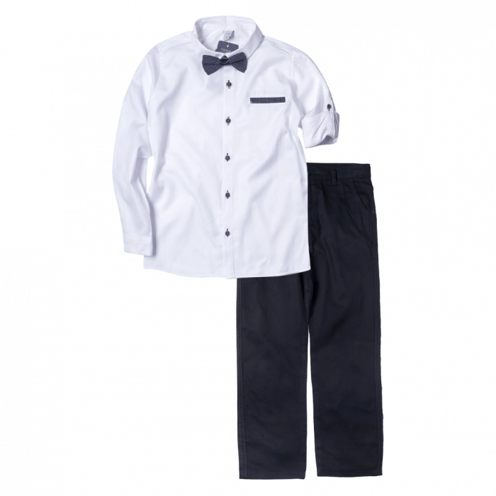 Παιδικό σετ για αγόρια Little dots άσπρο καλό ντύσιμο αγορίστικα για εκδηλώσεις online (1)
