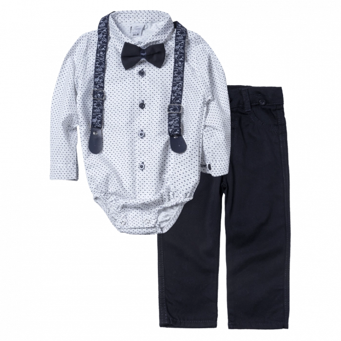 Βρεφικό σετ για αγόρια Mini Sir Άσπρο αγορίστικο βάφτιση καλό ντύσιμο εκκλησία γάμους μηνών online