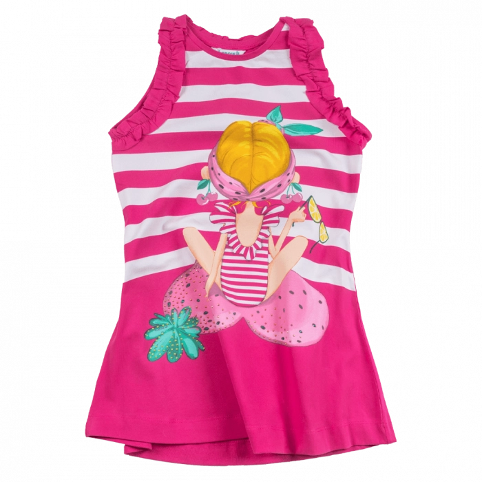Παιδικό φόρεμα Mayoral για κορίτσια Lady φούξια ριγέ παραλίας απλό μακό στάμπα επώνυμα ετών κοριτσίστικα online (1)