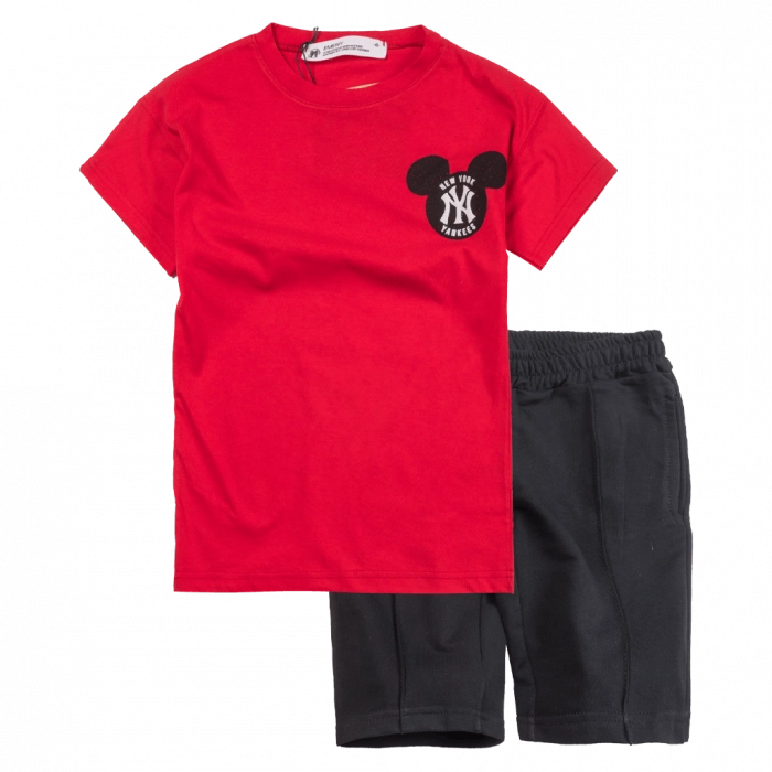 Παιδικό σετ Emery για αγόρια Yankees κόκκινο αγορίστικα καθημερινά μακό βαμβακερά εεπώνυμα ετών σχολείο (1)