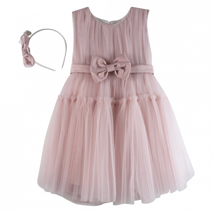 Bρεφικό φόρεμα για κορίτσια Claudia ροζ κοριτσίστικα καλά τούλι μονόχρωμα online  4 ετών βάφτιση (2)