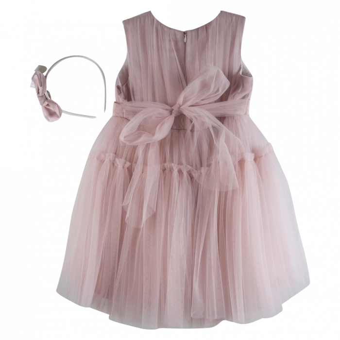 Bρεφικό φόρεμα για κορίτσια Claudia ροζ κοριτσίστικα καλά τούλι μονόχρωμα online  4 ετών βάφτιση (1)