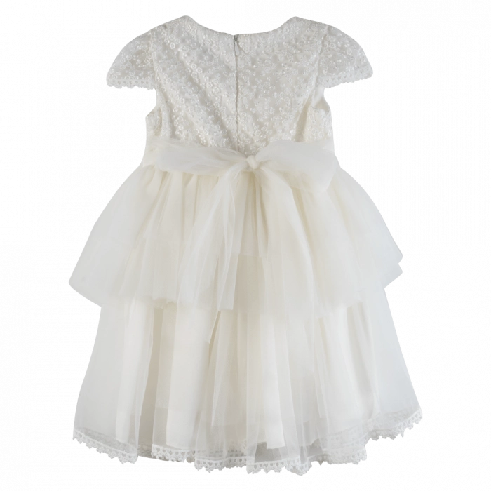 Bρεφικό φόρεμα για κορίτσια Αλκυόνη άσπρο κοριτσίστικα τούλι δαντέλα καλά γάμο βαφτήσια εκκλησία πάρτι μηνών  (1)