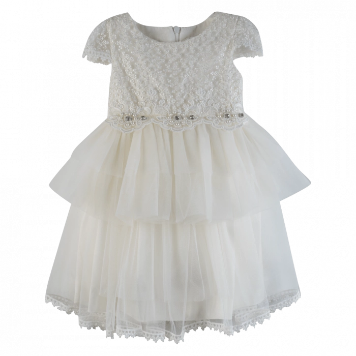 Bρεφικό φόρεμα για κορίτσια Αλκυόνη άσπρο κοριτσίστικα τούλι δαντέλα καλά γάμο βαφτήσια εκκλησία πάρτι μηνών  (2)
