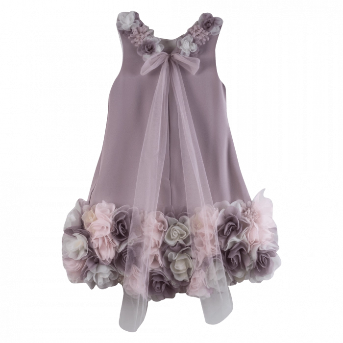 Παιδικό φόρεμα για κορίτσια Ιλάειρα λιλά κοριτσίστικα καλά επήσιμα τούλι λουλούδια γάμο βάφτιση online (1)