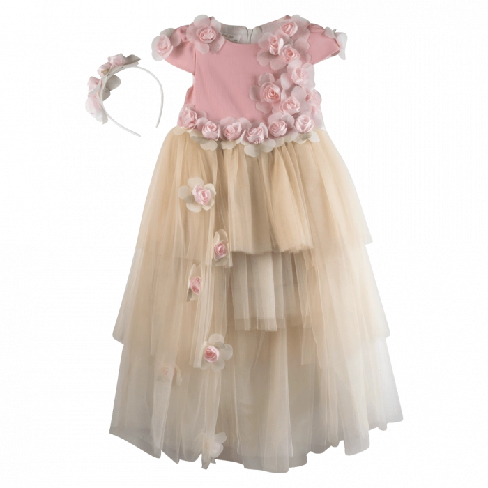 Παιδικό φόρεμα για κορίτσια Ηροφίλη ροζ κοριτσίστικα γάμους βαφτίσεις καλά φορέματα εκκλησία τούλι ετών online (2)